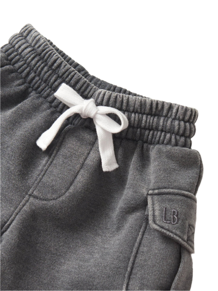 Little Bipsy boys raw edge cargo shorts charcoal wash waist