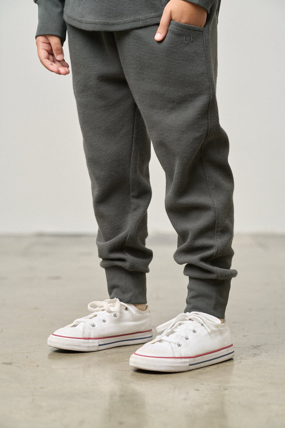Little Bipsy boys waffle joggers in charcoal