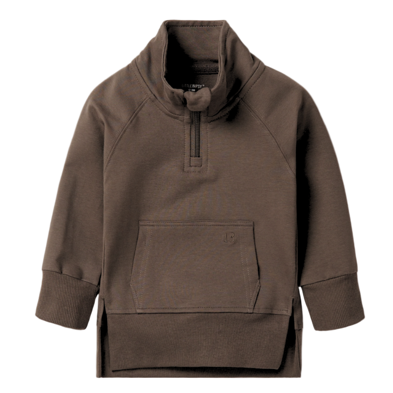 Little Bipsy cocoa quarter zip sweatshirt