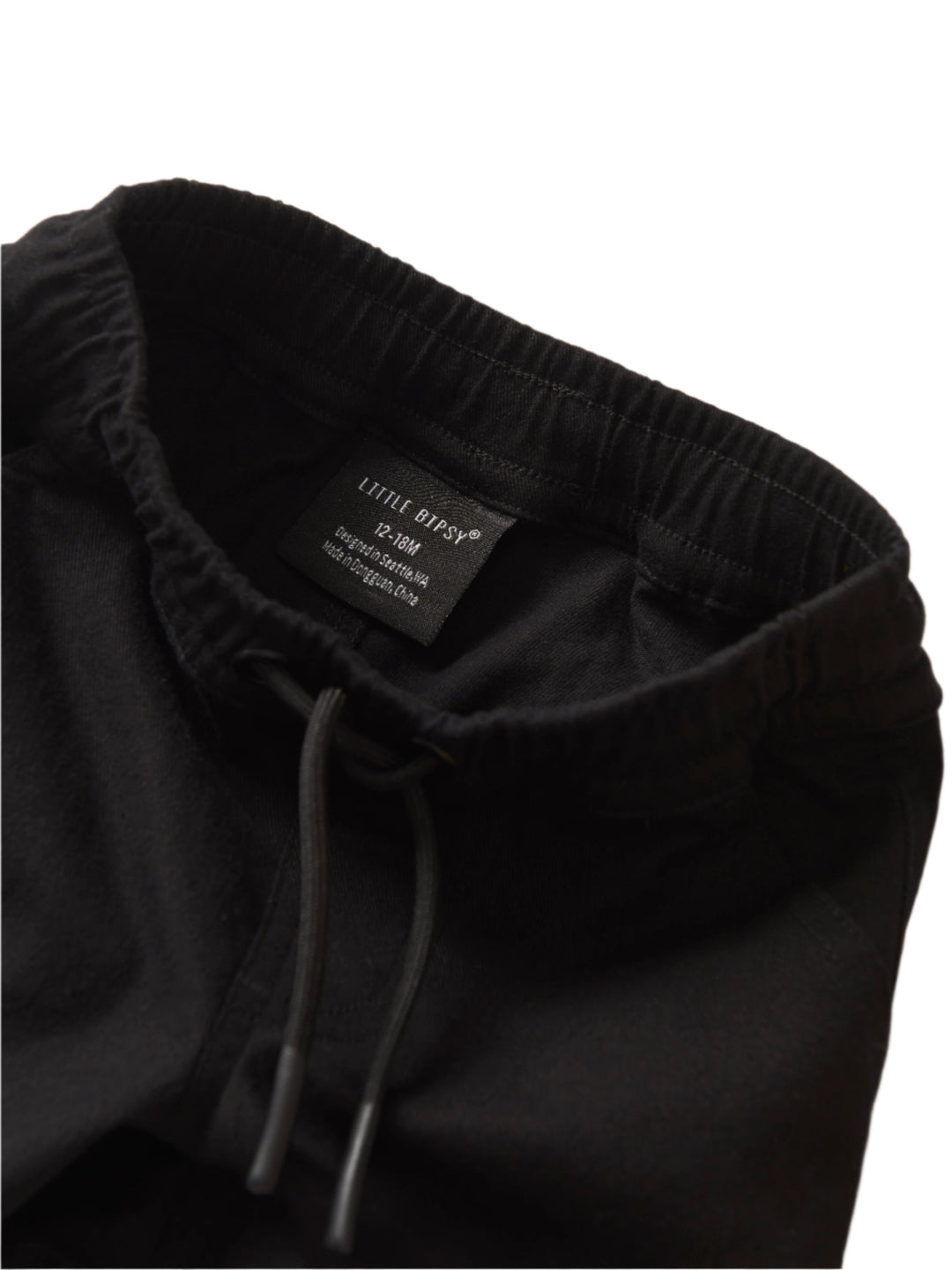 Little Bipsy cotton twill shorts in black waist