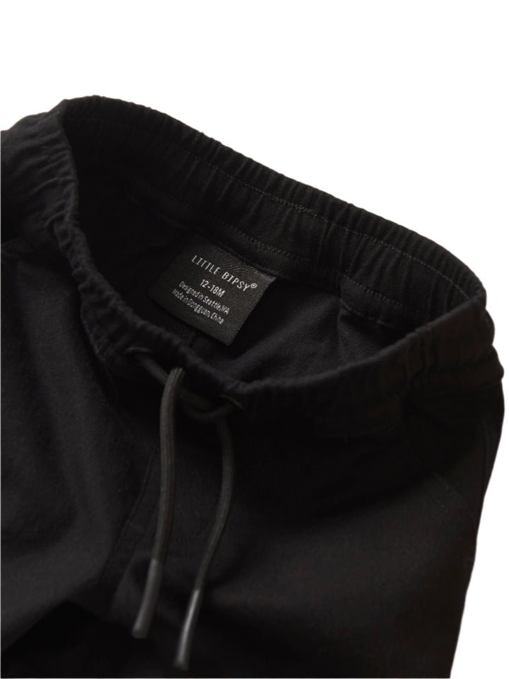 Little Bipsy cotton twill shorts in black waist