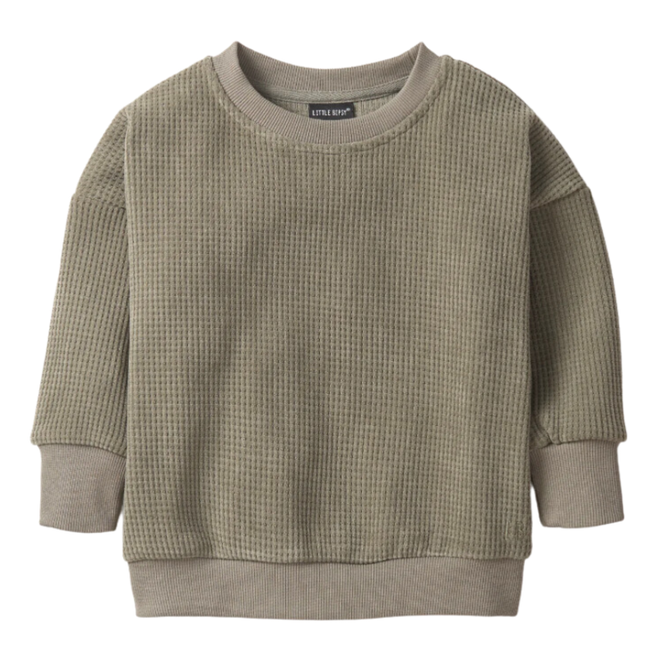 Little_Bipsy_elevated_crewneck_waffle_army_green