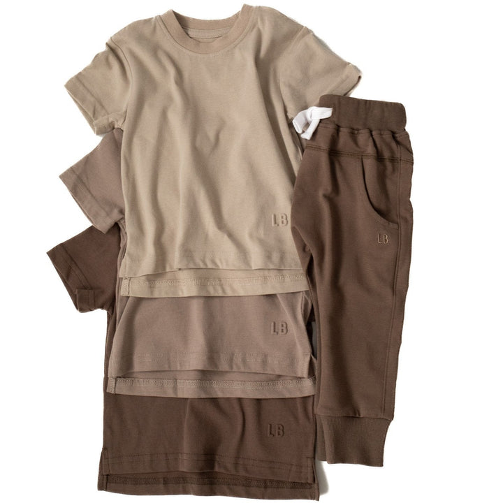 Little Bipsy elevated tees in neutral