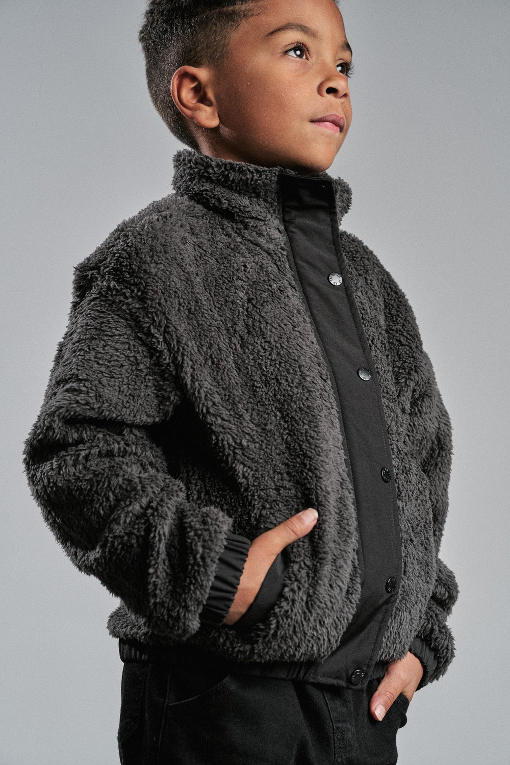 Little Bipsy kids Sherpa jacket in smoke