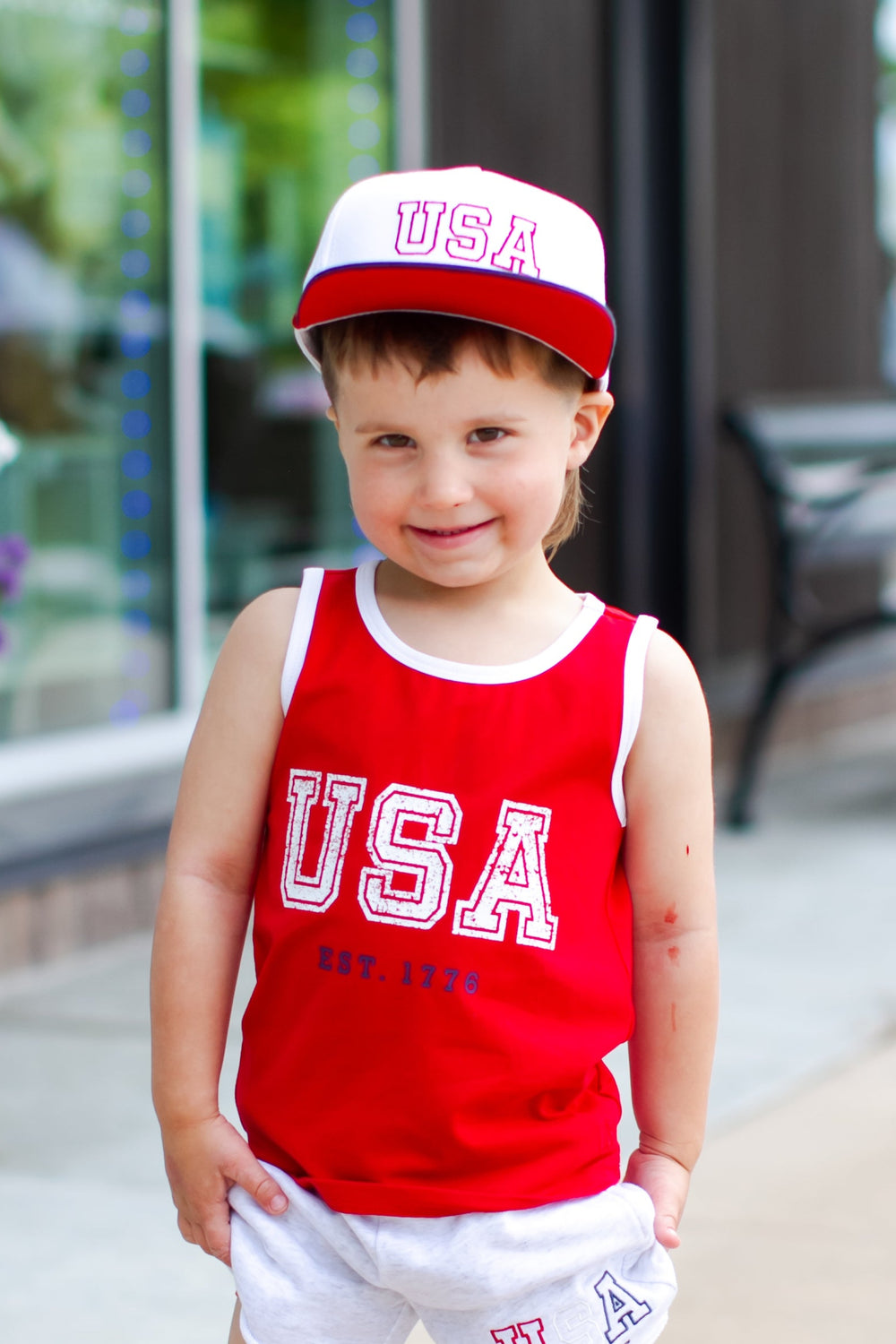 Little Bipsy kids USA tank top in red