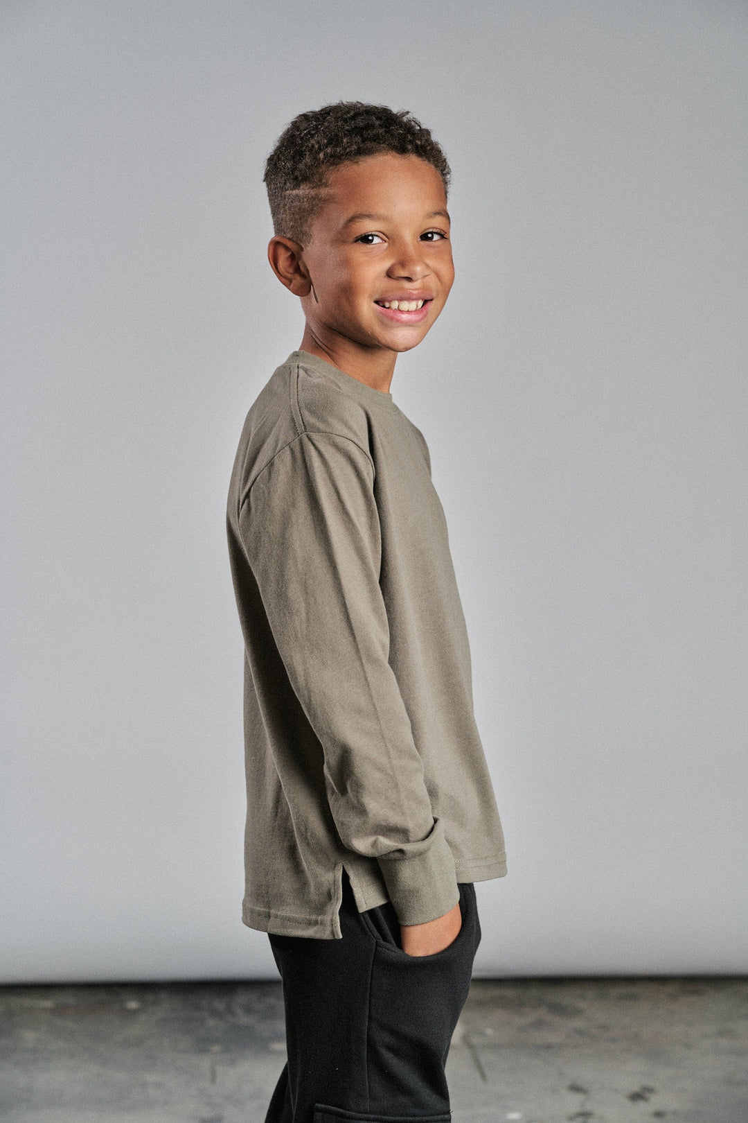 Little Bipsy kids elevated long sleeve tee in army green