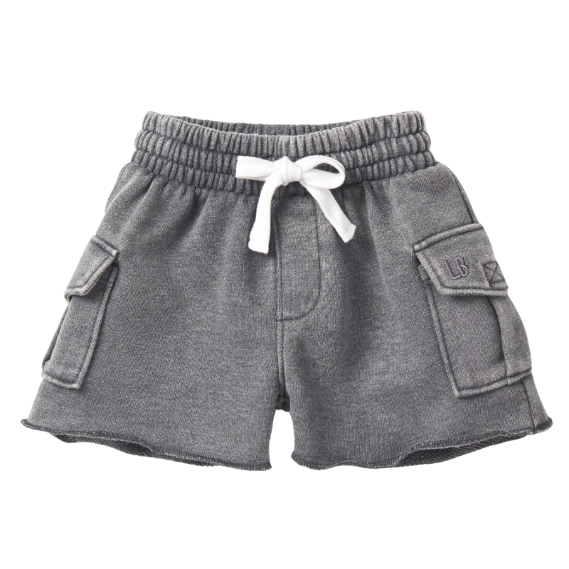 Little Bipsy raw edge cargo shorts charcoal wash