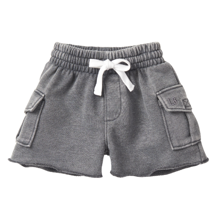 Little Bipsy raw edge cargo shorts charcoal wash