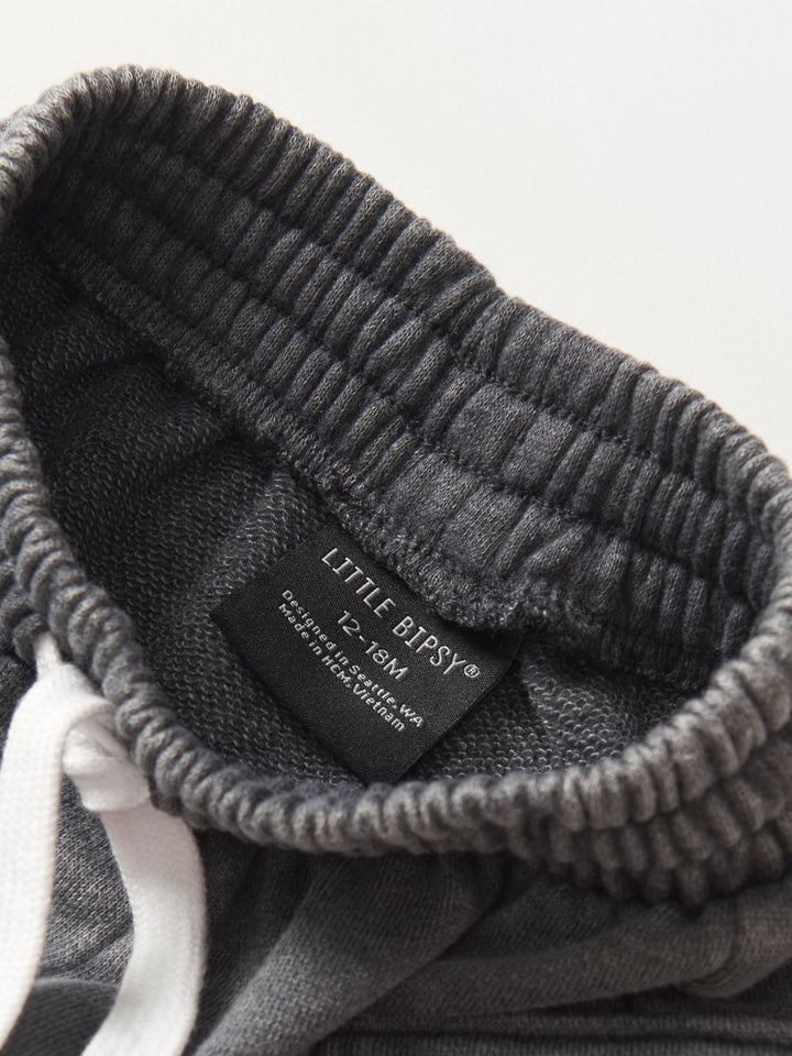 Little Bipsy raw edge cargo shorts in charcoal wash detail