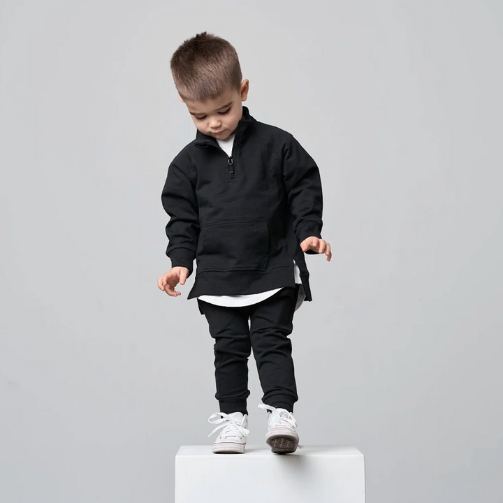 Little Bipsy toddler boy black quarter zip sweatshirt