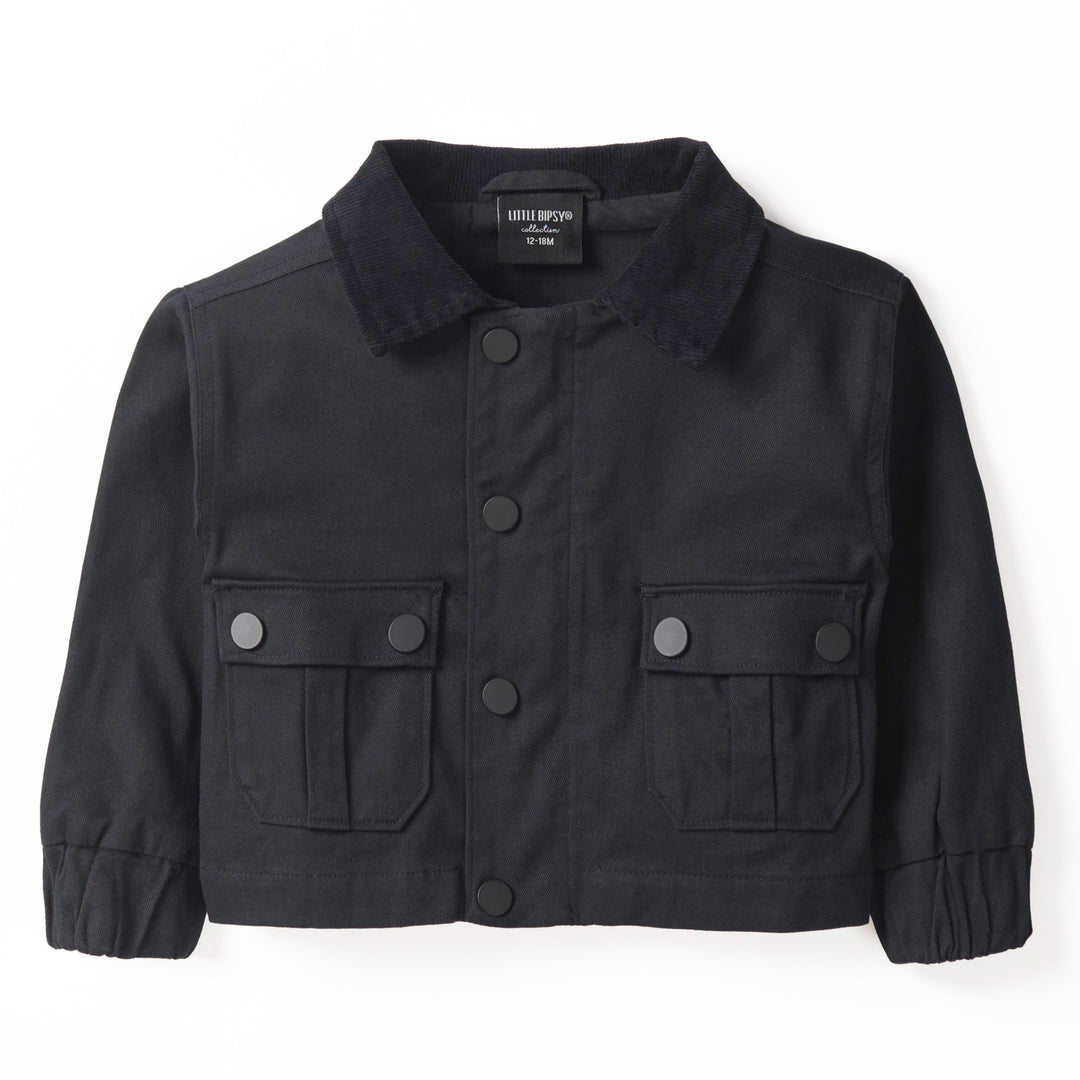 Little Bipsy twill jacket in black