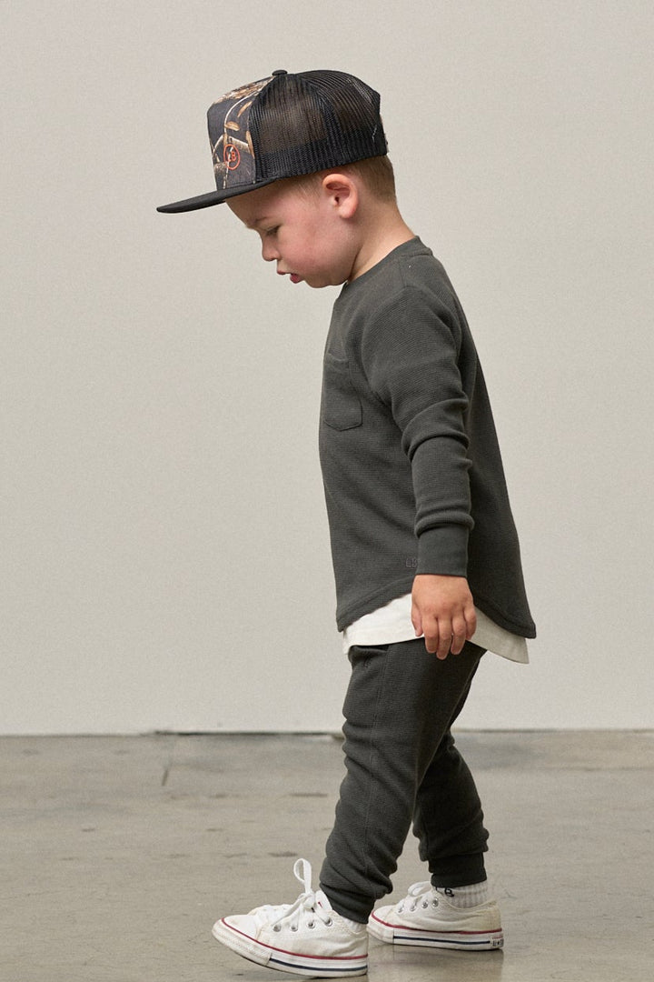 Little Bipsy waffle joggers in Shadow