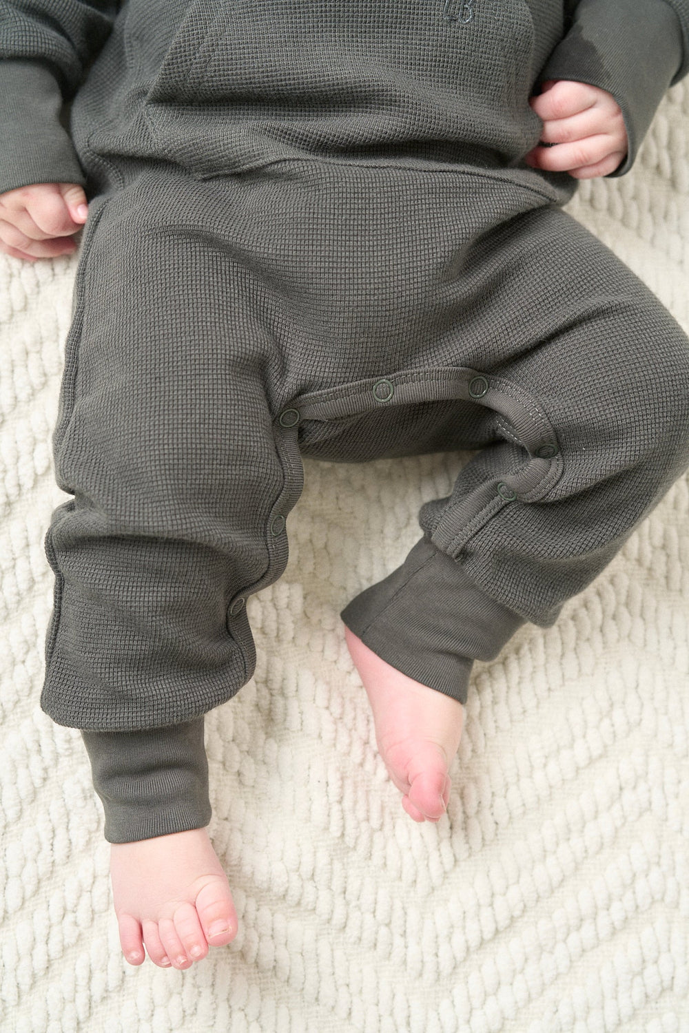 Little Bipsy waffle romper Shadow detail