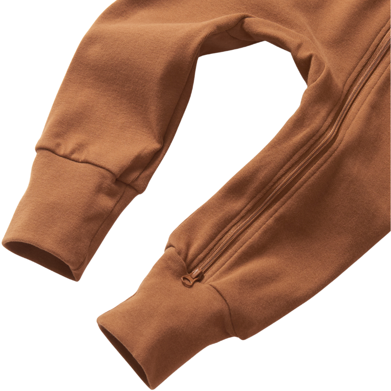 Little Bipsy zip romper in Chestnut detail
