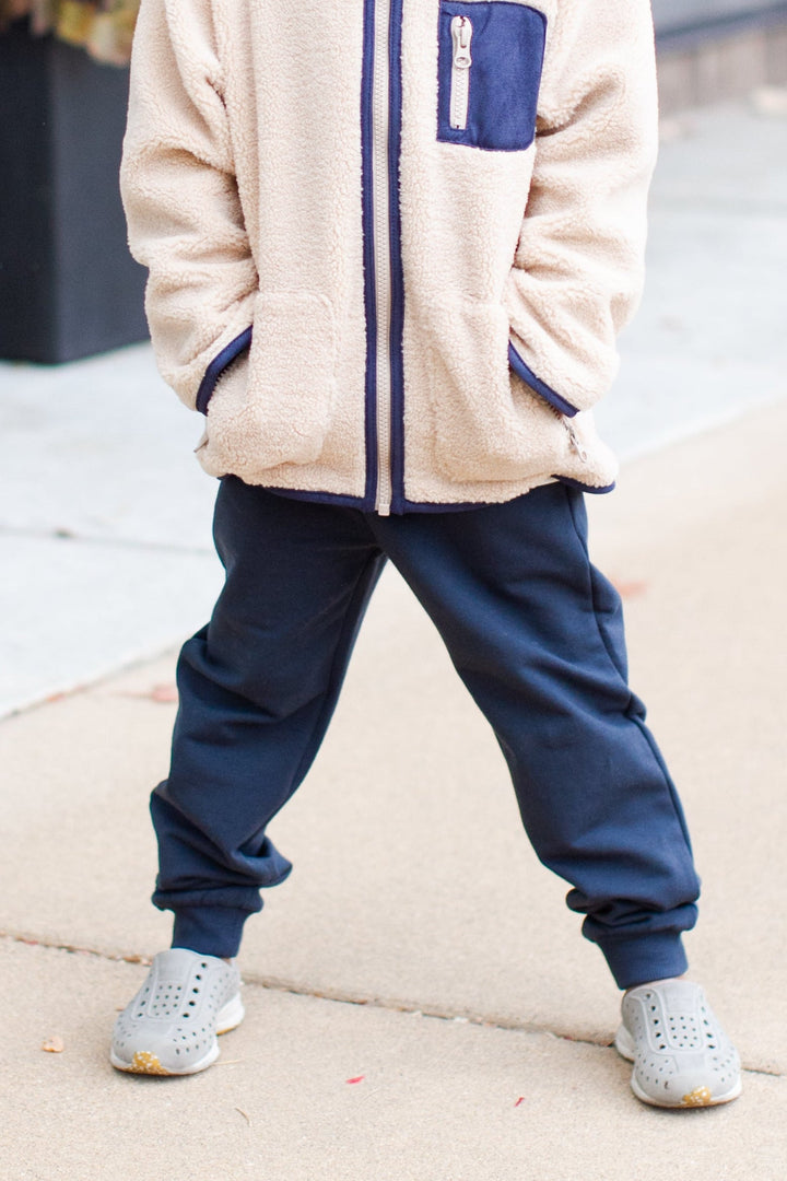 Little Boys navy fleece joggers