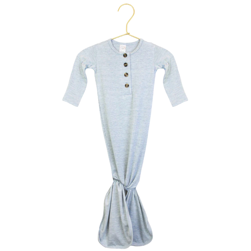 Lou Lou & Co - Infant Crew Knotted Gown in Heathered Blue