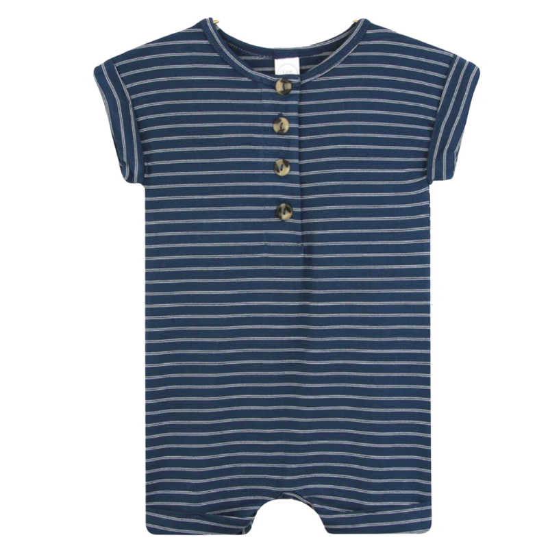 Lou Lou & Co - Infant Hank Romper in Navy w Micro Stripes