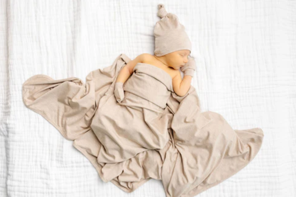Lou Lou & Co Baby Ryan swaddle heathered wheat