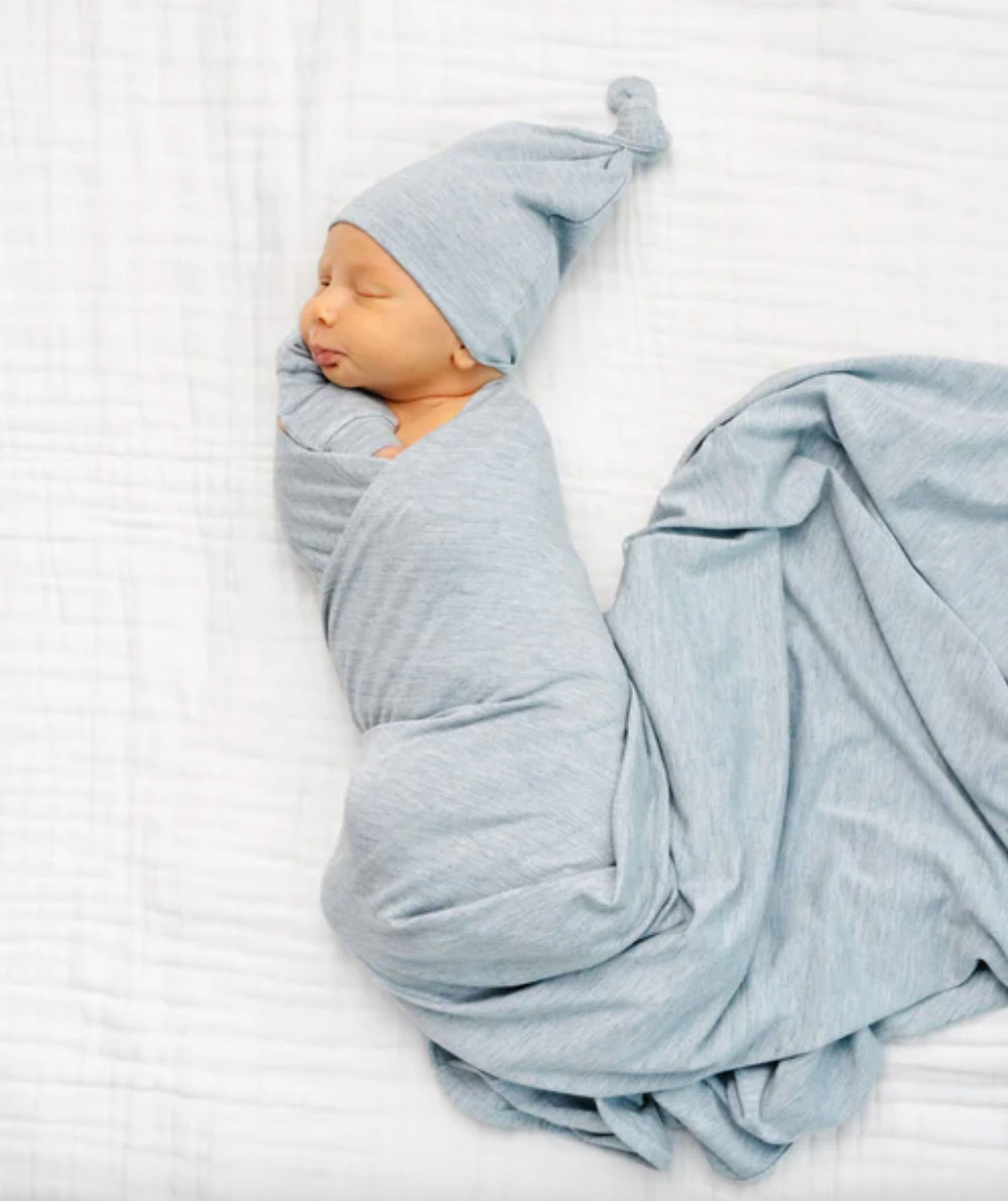 Lou Lou & Co Crew light blue baby swaddle blanket