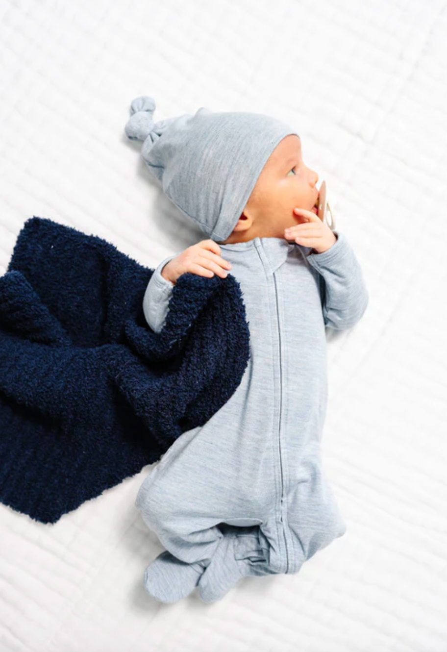 Lou Lou & Co Crew light blue baby zip sleeper