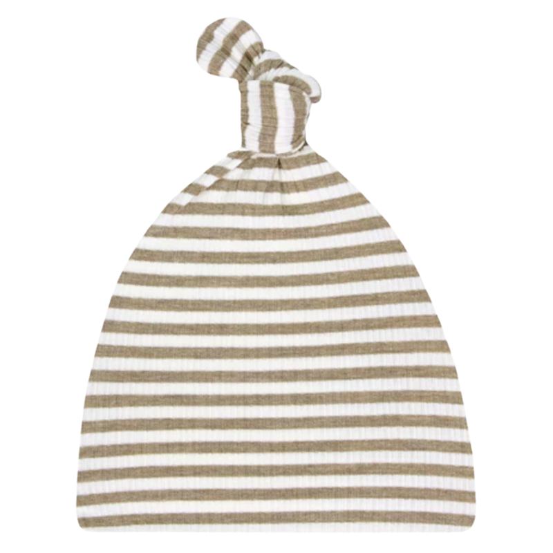 Lou Lou & Co Indy top knot hat tan and white stripes