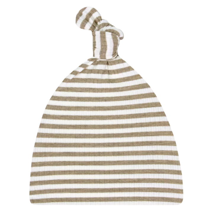 Lou Lou & Co Indy top knot hat tan and white stripes