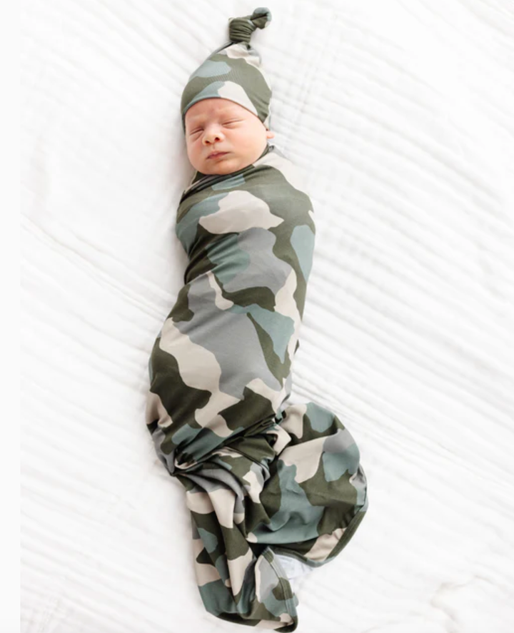 Lou Lou & Co Roger Camo baby swaddle blanket