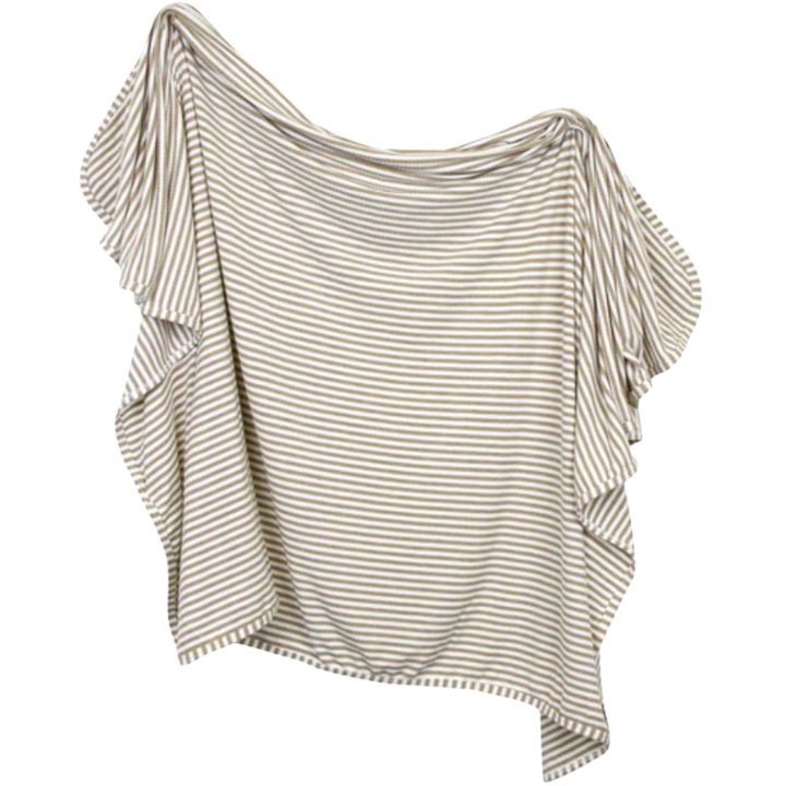 Lou Lou & Co infant swaddle blanket tan and white stripes