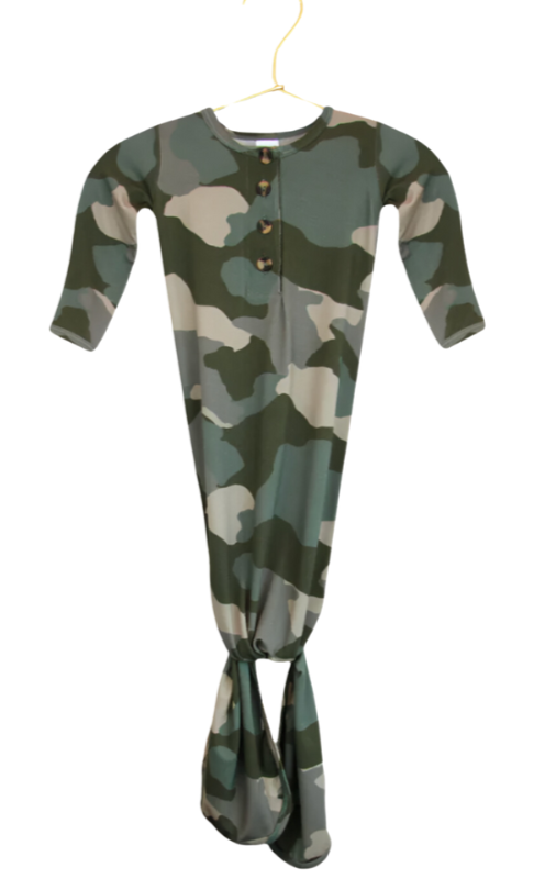 Lou Lou & Company Roger camo infant baby gown