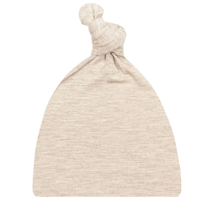 Lou Lou & Company Ryan top knot hat in heathered wheat