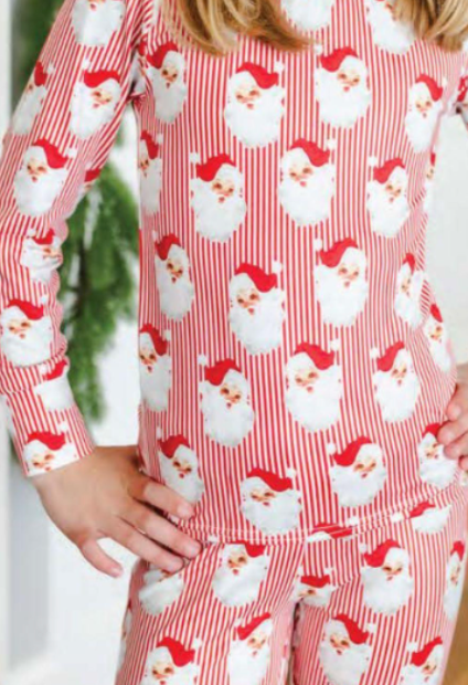 Mary Square Kids red and white striped Santa Baby Pajamas