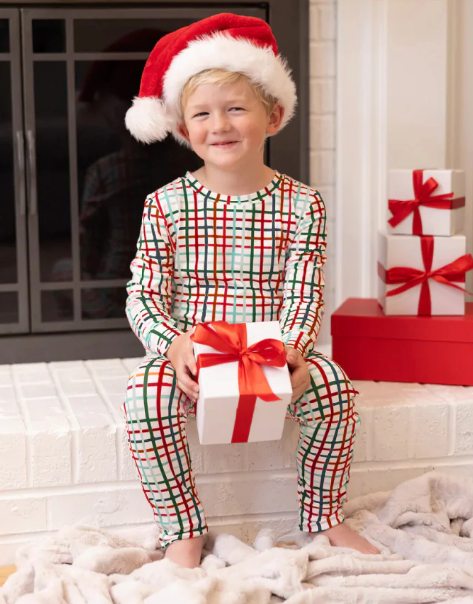 Mary Square kids plaid Christmas Pajamas