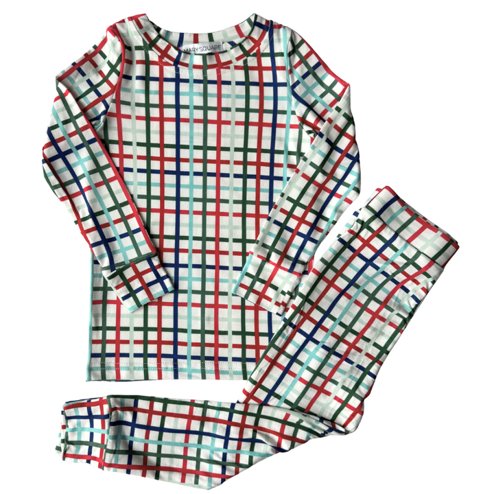 Mary Square kids plaid Christmas Pajamas