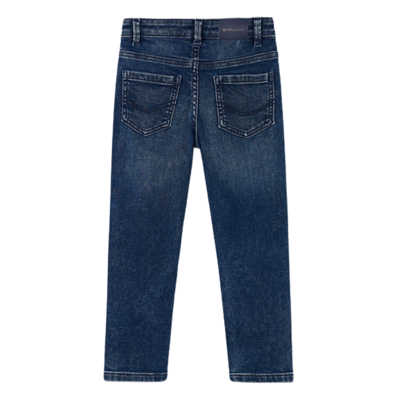 Mayoral boys blue black soft denim jeans back