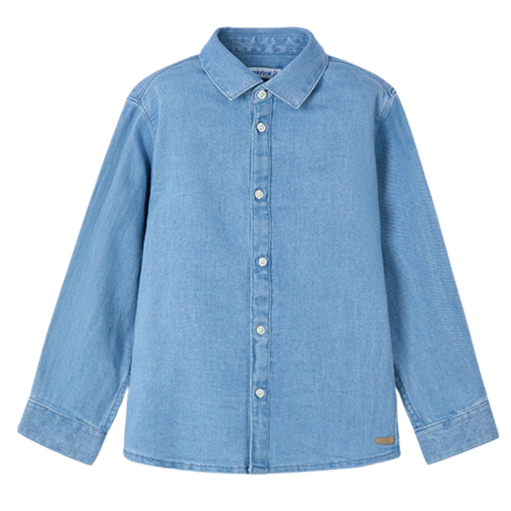 Boys soft denim button up shirt