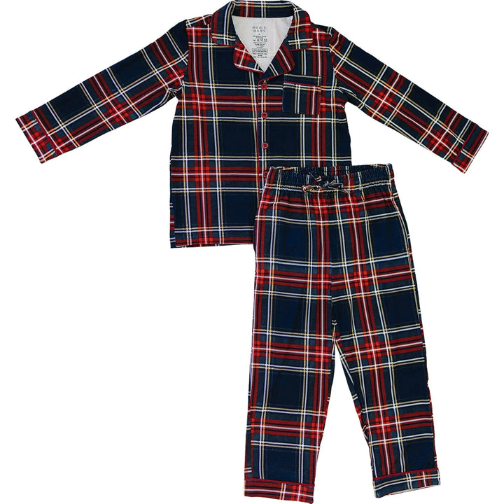 Mebie Baby Holiday Plaid two piece Christmas pajamas
