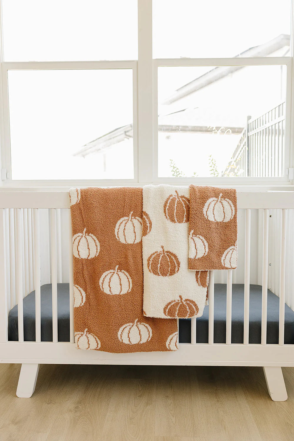Mebie Baby Plush blanket in fall pumpkins 
