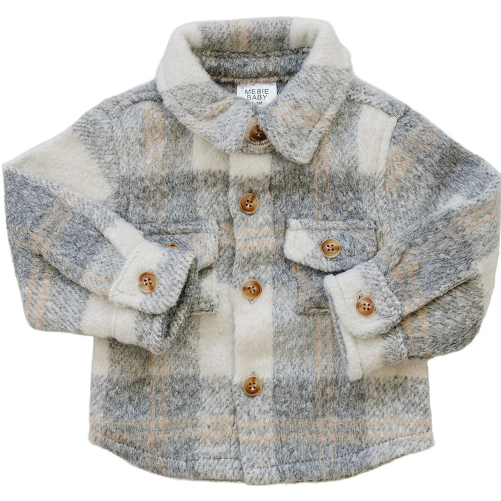 Mebie Baby boys fuzzy flannel plaid shacket