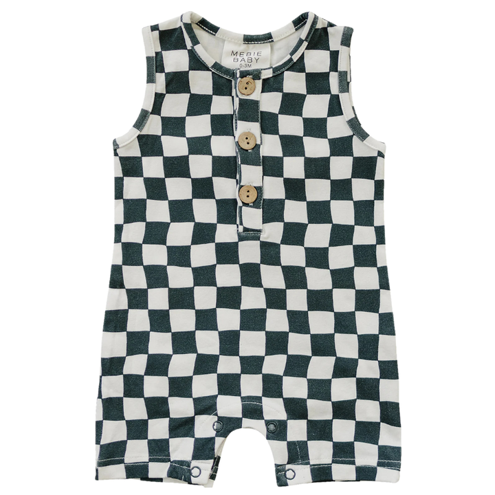 Mebie Baby checkered shorts romper
