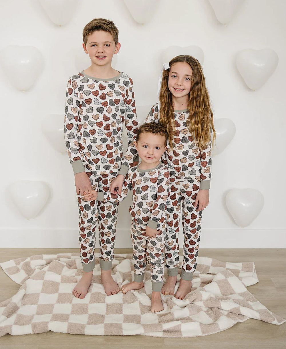 Mebie Baby conversation hearts ribbed pjs