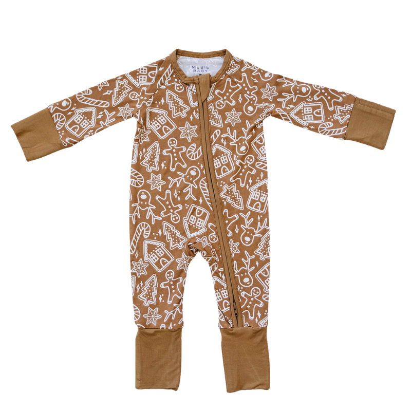 Mebie Baby gingerbread zipper romper