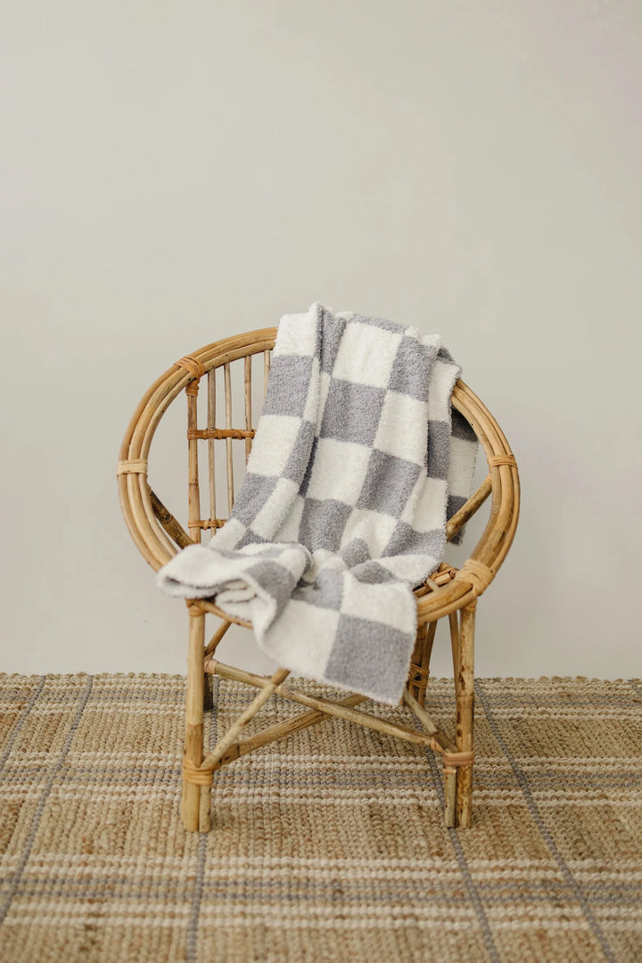 Mebie Baby grey checkered baby blanket