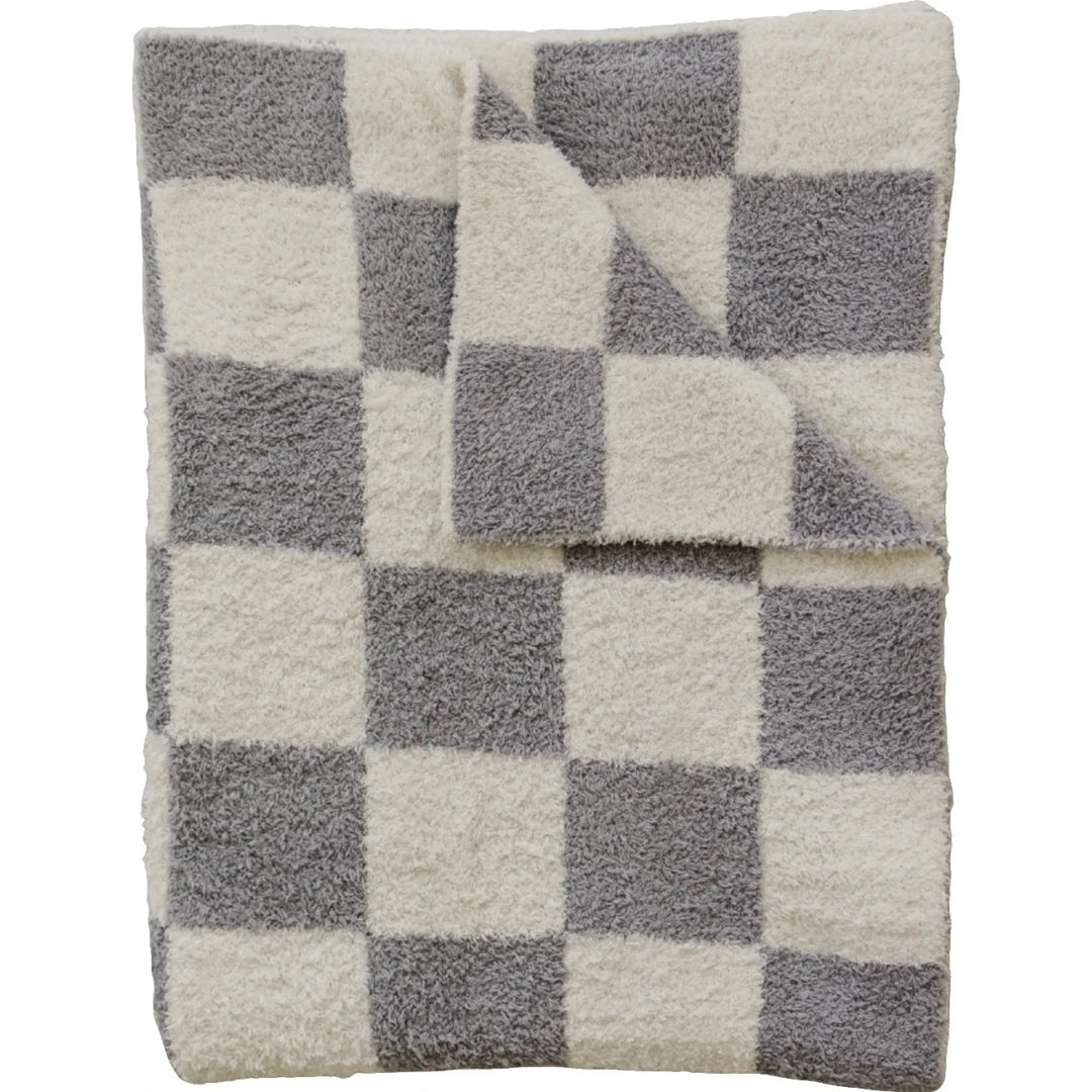 Mebie Baby grey checkered blanket