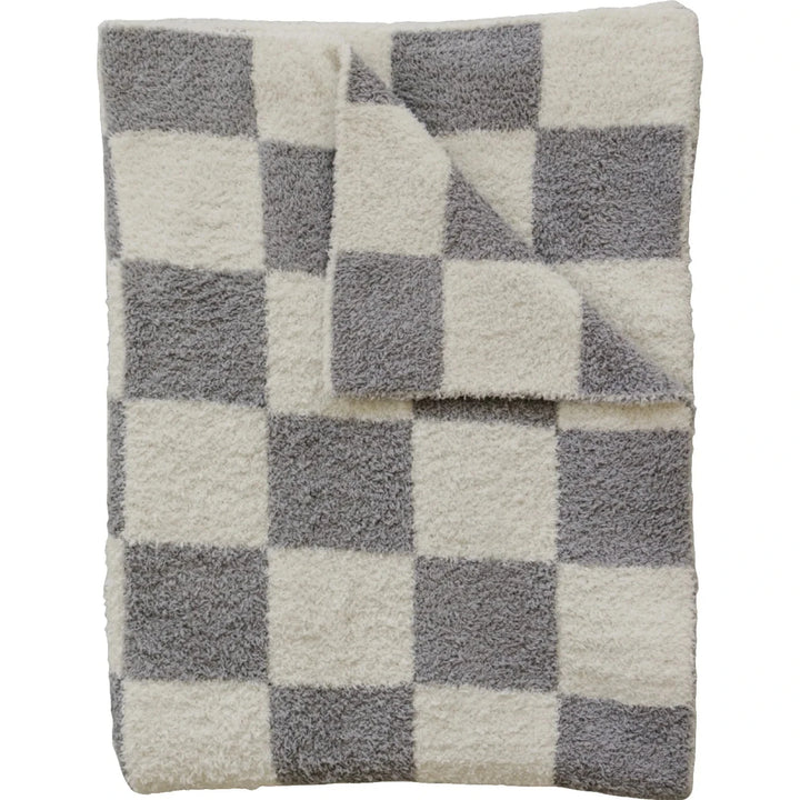 Mebie Baby grey checkered blanket