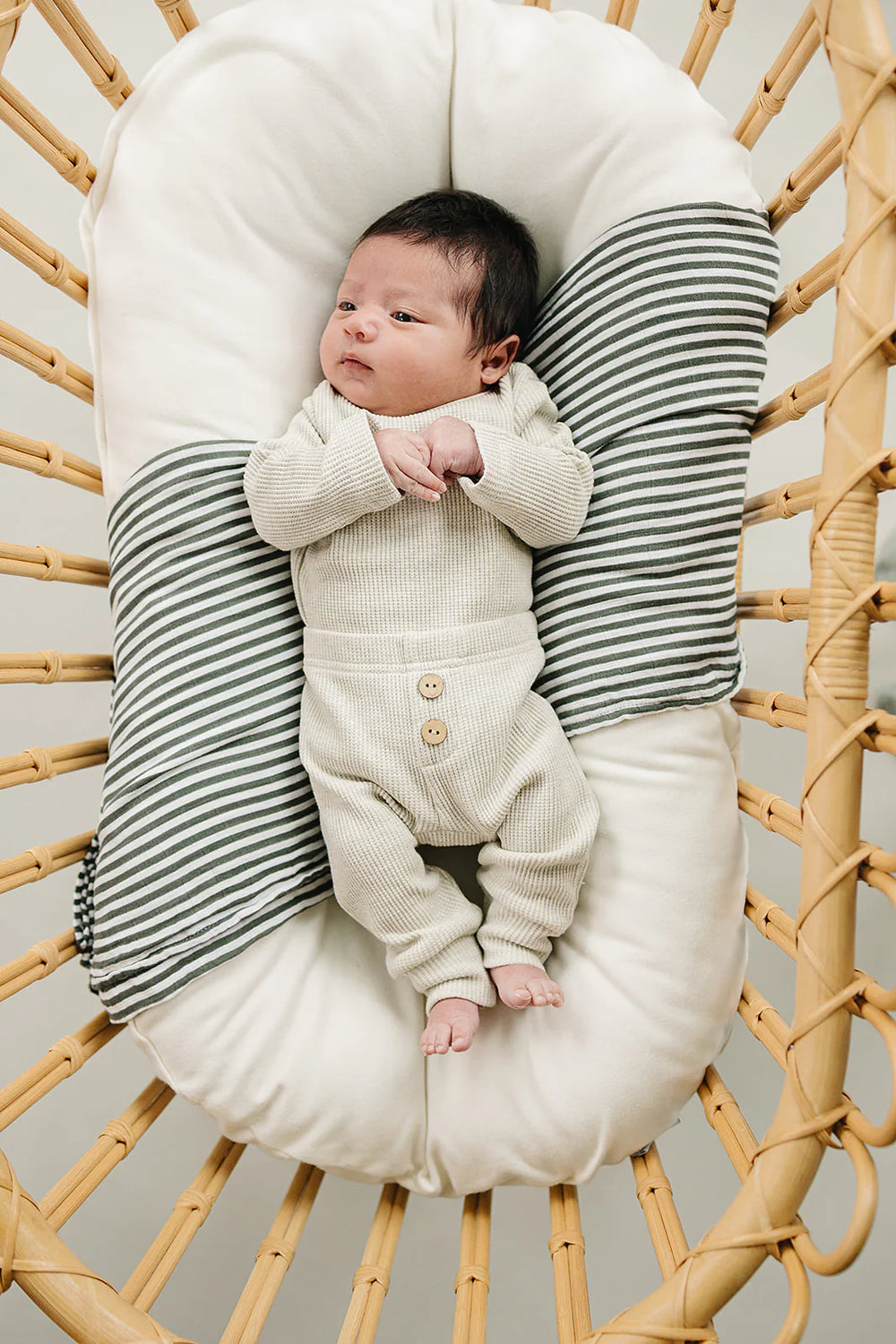 Mebie Baby infant Waffle onesie pants set in Heather Oatmeal