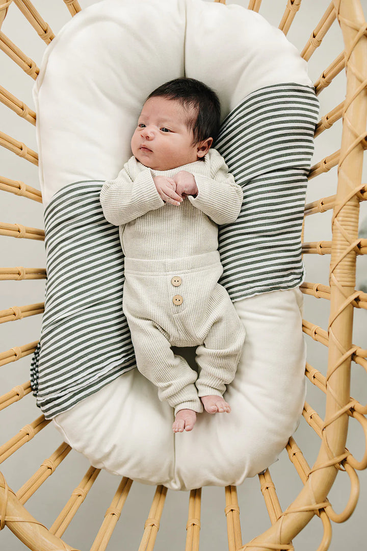 Mebie Baby infant Waffle onesie pants set in Heather Oatmeal