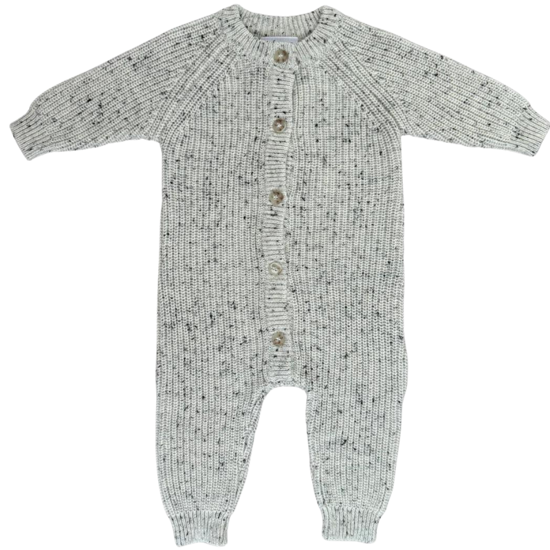 Mebie Baby knit romper in heather grey