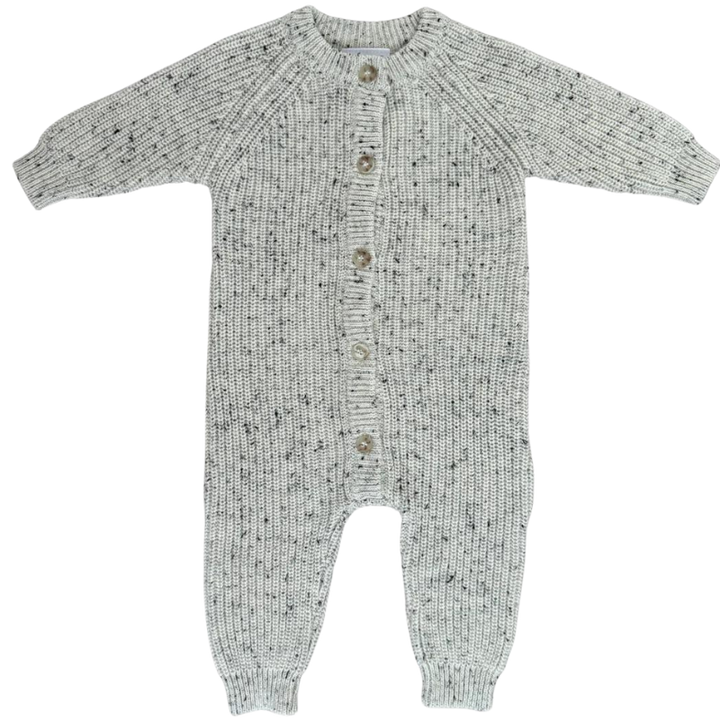 Mebie Baby knit romper in heather grey