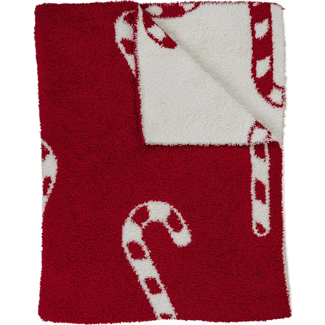 Mebie Baby red and white candy cane plush blanket