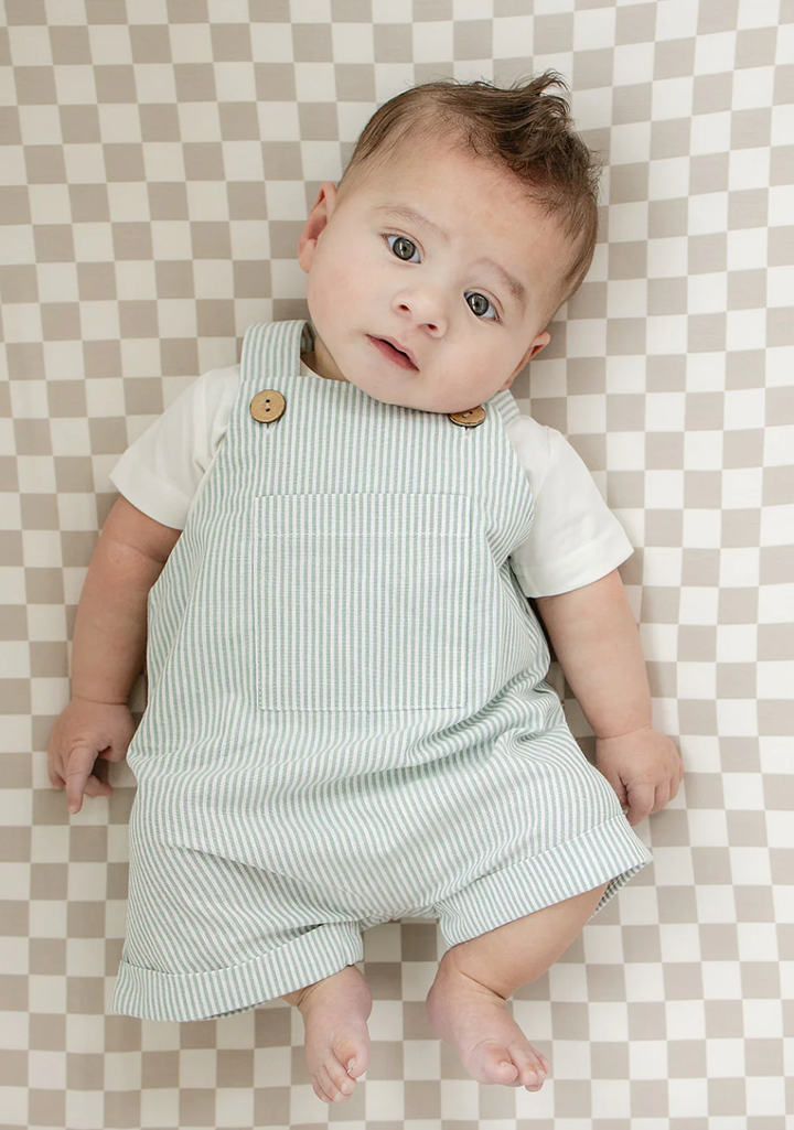 Mebie Baby striped overalls in green